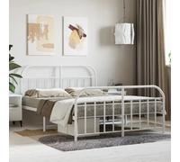 vidaXL Cadre de lit métal sans matelas et pied de lit blanc 140x190 cm