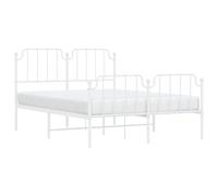 vidaXL Cadre de lit métal sans Matelas et Pied de lit Blanc 140x190 cm