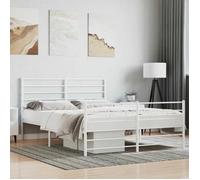 vidaXL Cadre de lit métal sans Matelas et Pied de lit Blanc 140x190 cm