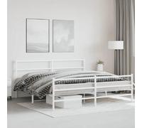 Bedframe met hoofd- en voeteneindeÂ metaal wit 183x213 cm355437