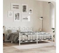 vidaXL Cadre de lit métal sans matelas et pied de lit blanc 200x200 cm