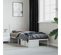 vidaXL Cadre de lit métal sans matelas et tête de lit blanc 107x203 cm