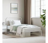 vidaXL Cadre de lit métal sans matelas et tête de lit blanc 107x203 cm