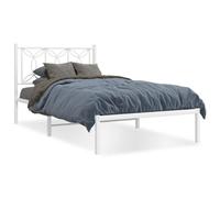 vidaXL Cadre de lit métal sans matelas et tête de lit blanc 107x203 cm