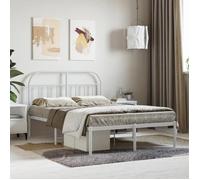 vidaXL Cadre de lit métal avec tête de lit blanc 120x190 cm – Double, lit d'invité