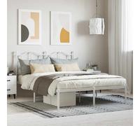 Cadre de lit métal vidaXL Blanc 140x190 cm, lit Double, Meuble de Chambre à Coucher, lit d'invité, Cadre de lit en métal