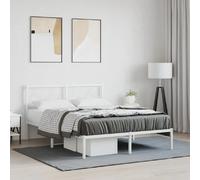 vidaXL Cadre de Lit Métal avec Tête de Lit, Lit Double avec Sommier à Lattes, Lit Adulte avec Pied Chambre, Industriel, 376275 Blanc G