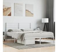 vidaXL Cadre de lit métal sans matelas et tête de lit blanc 140x190 cm