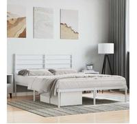 vidaXL Cadre de lit métal sans Matelas et tête de lit Blanc 140x190 cm