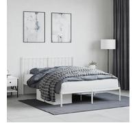 vidaXL Cadre de lit métal avec tête de lit et sommier à lattes 140x190 cm Blanc