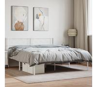 vidaXL Cadre de lit métal avec tête de lit Blanc 160x200 cm, lit Double, Meuble de Chambre à Coucher, lit d'invité, lit, Cadre de lit métallique