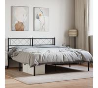 vidaXL Cadre de lit métal sans matelas et tête de lit noir 160x200 cm