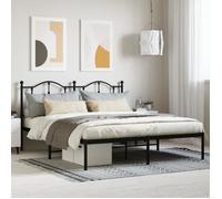 vidaXL Cadre de lit en métal avec tête de lit sans matelas Noir 160x200 cm 353442