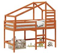 vidaXL Cadre de lit Mezzanine Brun Ciré 90 x 190 cm Pin Massif