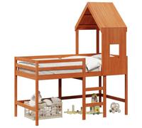 vidaXL Cadre de lit Mezzanine Brun Ciré 90 x 190 cm Pin Massif