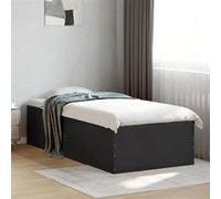 vidaXL Cadre de lit noir 100x200 cm bois d'ingénierie, meuble de chambre à coucher, sommier, lit à panneaux, lit, lit 3280959 Noir G
