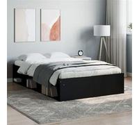 vidaXL Cadre de lit 120x190 cm Lit double avec sommier à lattes, rangement, moderne Noir