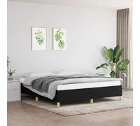 vidaXL Cadre de lit à Lattes, Lit Rembourré avec Sommier à Lattes, Lit Double, Lit Adulte de Chambre à Coucher, Moderne, Noir 160x200 cm Tissu