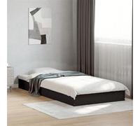 vidaXL Cadre de lit noir 75x190 cm bois d'ingénierie, meuble de chambre à coucher, sommier, lit de palette, lit, lit simple, 842078 Noir G