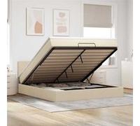 VidaXL Cadre de lit ottoman avec matelas crème 180x200 cm tissu