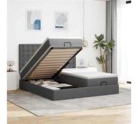 VidaXL Cadre de lit ottoman avec matelas gris foncé 180x200cm tissu, cadre de lit, cadre de lit rembourré, cadre de lit 3313735 Gris