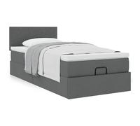 vidaXL Cadre de lit ottoman avec matelas gris foncé 90x190 cm tissu