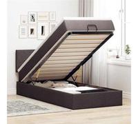 vidaXL Cadre de lit ottoman avec matelas marron foncé 90x190 cm tissu