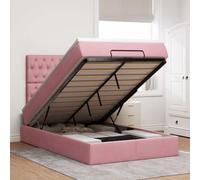 vidaXL Cadre de lit ottoman avec matelas rose 120x200 cm velours