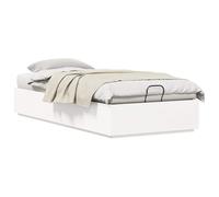 vidaXL Cadre de lit Ottoman Blanc 75 x 190 cm Pin Massif, Cadre de lit Ottoman rectangulaire Moderne, Bois de pin, Design à Levage hydraulique, Meuble Pratique pour la Chambre