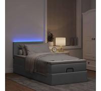 vidaXL Cadre de lit ottoman et matelas gris clair 90x190 cm tissu