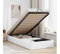 vidaXL Cadre de lit ottoman rembourré sans matelas 90x200 cm similicuir Blanc