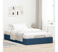 vidaXL Cadre de lit ottoman sans matelas bleu 120x190 cm tissu