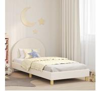 vidaXL Cadre de lit pour Enfants avec tête de lit Crème 90 x 200 cm, Chambre, Rectangulaire, Moderne, Résistante, Design Stylé, Confortable, Matériaux de Qualité, Entretien Facile