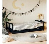 vidaXL Cadre de Lit pour Enfants avec Tiroirs, Lit Simple avec Tête de Lit et Pied de Lit, Meuble de Chambre, Scandinave, 834407 Noir G