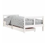 vidaXL Cadre de Lit pour Enfants avec Tiroirs, Lit Simple avec Tête de Lit et Pied de Lit, Meuble de Chambre, Scandinave, Blanc 80x200 cm Bois de Pin Massif