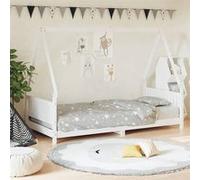 vidaXL Cadre de Lit pour Enfants, Lit Simple avec Sommier à Lattes, Meuble de Chambre à Coucher, Scandinave, Blanc 90x200 cm 834499 Blanc G