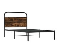 vidaXL Cadre de lit sans Matelas 107x203 cm chêne fumé Bois ingénierie, Meuble de Chambre à Coucher, lit Simple, sommier, lit, Cadre de lit Simple