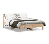 vidaXL Cadre de Lit avec Tête de Lit, Lit Double avec Sommier à Lattes, Lit Adulte, Meuble de Chambre, Moderne, 140x190 cm Bois de Pin Massif