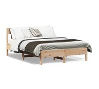 vidaXL Cadre de lit double avec tête de lit, sommier à lattes, 140x190 cm, pin massif