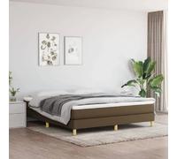 vidaXL Cadre de lit à Lattes, Lit Rembourré, Lit Double avec Sommier à Lattes, Lit Adulte de Chambre à Coucher, Moderne, Marron Foncé 160x200 cm Tissu
