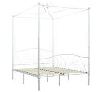 vidaXL Cadre de lit sans Matelas avec baldaquin Blanc 140x200 cm métal