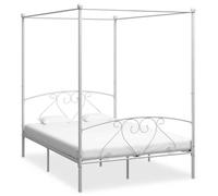 vidaXL Cadre de lit à baldaquin sans matelas 140x200 cm métal blanc