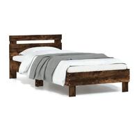 vidaXL Cadre de lit sans matelas avec lumières LED chêne fumé 90x190cm