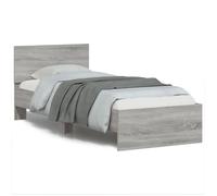 vidaXL Cadre de Lit avec Tête de Lit, Lit Simple avec Sommier à Lattes, Lit Adulte, Meuble de Chambre, Moderne, Sonoma Gris 75x190 cm Bois Ingénierie