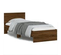 vidaXL Cadre de Lit Tête de Lit, Lit Simple avec Sommier à Lattes, Lit Adulte, Meuble de Chambre, Moderne, Chêne Marron 90x200 cm Bois Ingénierie