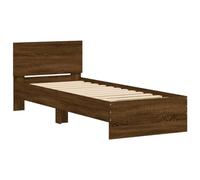 vidaXL Cadre de lit avec tête de lit – Lit simple 90x200 cm Chêne Marron, Sommier à lattes