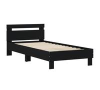 vidaXL Cadre de lit avec tête de lit noir 90x200 cm bois d'ingénierie 838534 Noir G