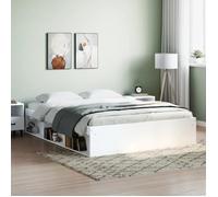 vidaXL Cadre de Lit, Lit Double avec Sommier à Lattes, Lit Adulte avec Rangement, Meuble de Chambre à Coucher, Moderne, Blanc 140x190 cm