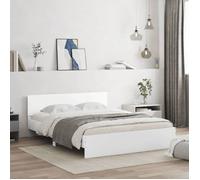 vidaXL Cadre de lit avec tête de lit, sommier à lattes, sans matelas, blanc 140x190 cm