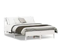 vidaXL Cadre de Lit et Tête de Lit Double avec Sommier à Lattes, Adulte, Meuble de Chambre Moderne, Blanc 140x190 cm en Bois de Pin Massif